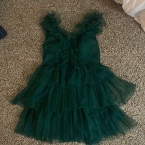City Studio emerald green ruffle homecoming formal dress worn once